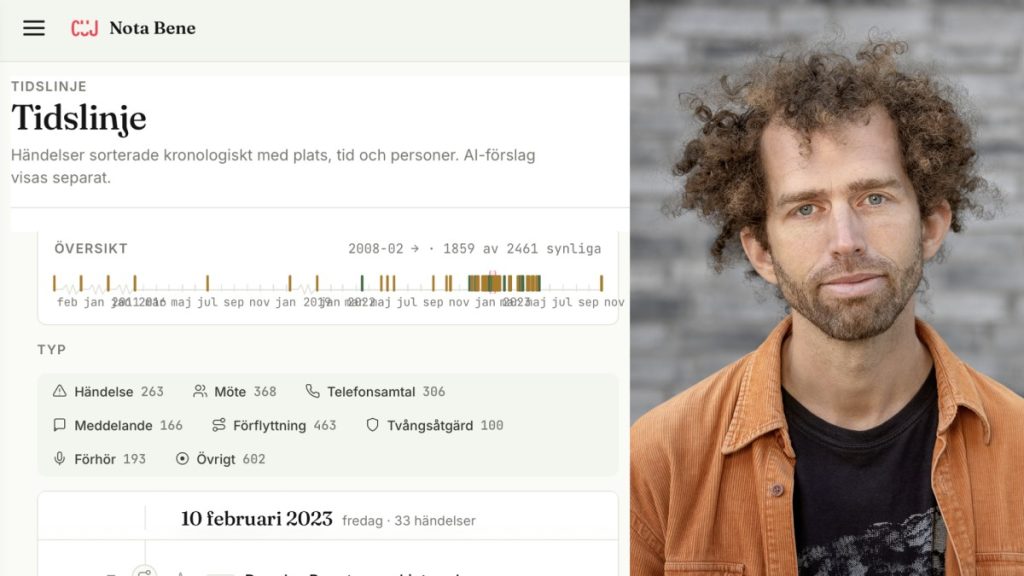 En skärmavbild från verktyget Nota Bene och Lasse Edfast